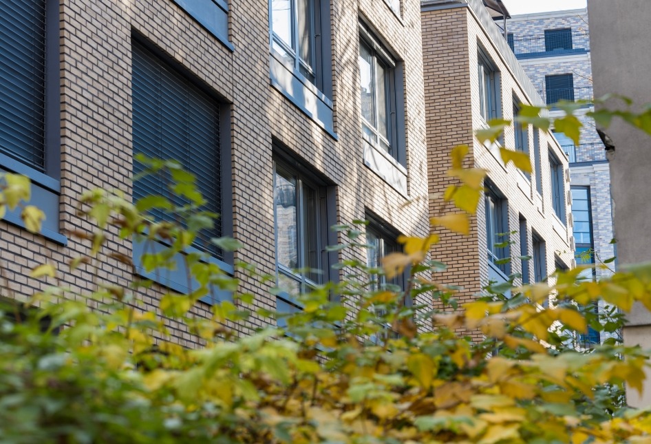 House facade with brown clinker bricks