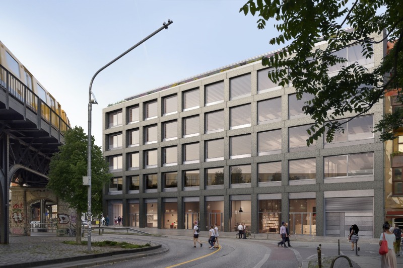 Visualisierung des Projektes – Hausfassade nahe einer U-Bahn-Trasse